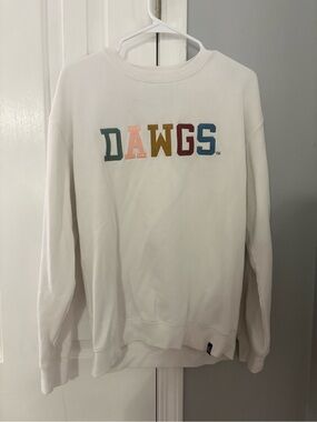 DAWGS White Crewneck Sweatshirt / Multicolor Lettering
